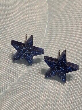 Jamielizabeth Blue Glitter Star Stud Earrings
